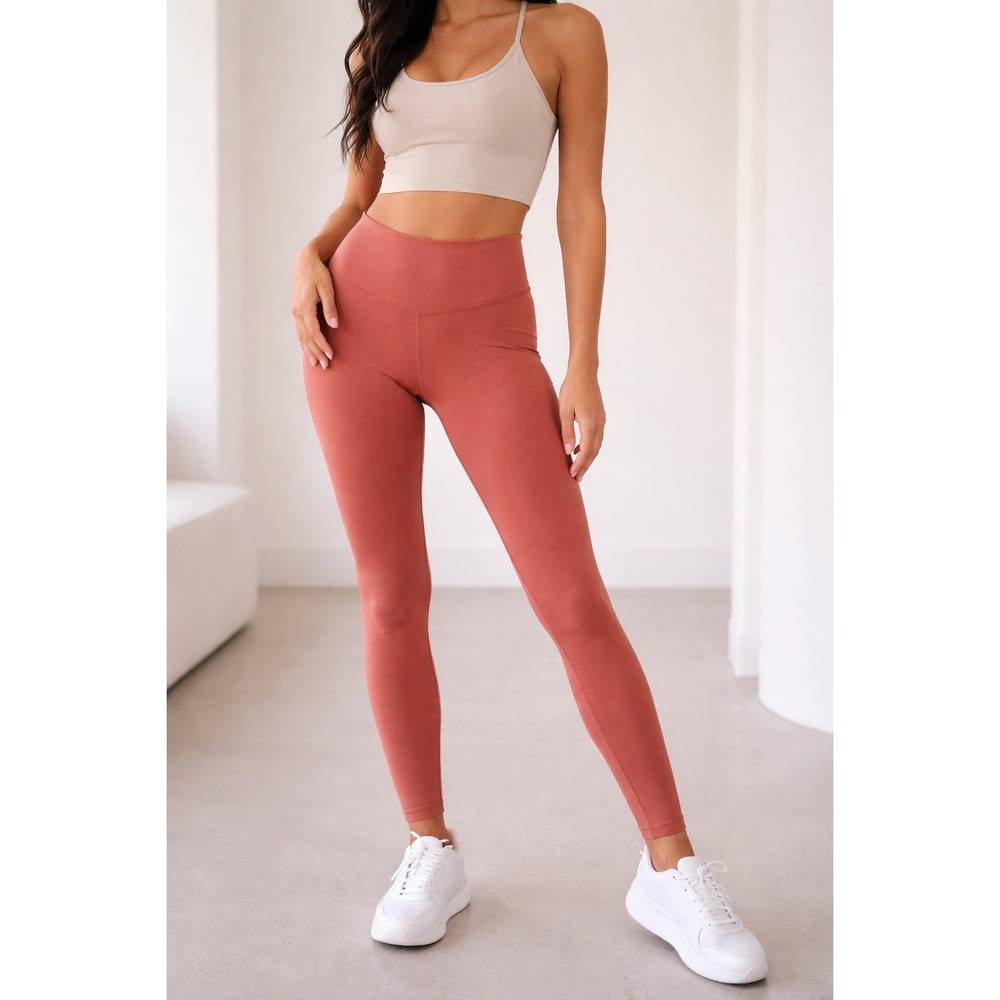 Soma 24/7 High Waist Leggings Terracotta Rust Orange Side Pockets Size M 804381